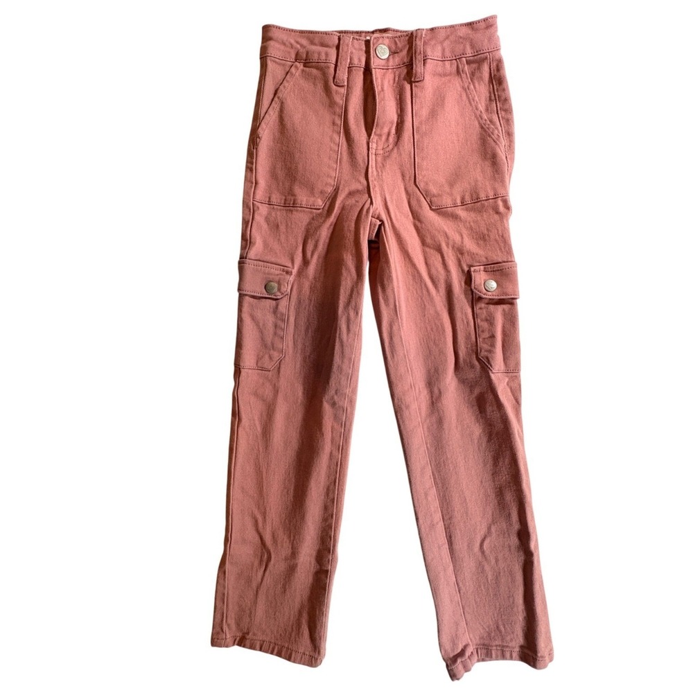 YMI Girl Cargo Pants Girls Size 10 Rose Pink Stretch Cotton Straight Leg Utility